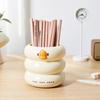 1pc Round Cartoon Duck Style Pen Container Large Capacity Stationery Storage Container for School Office Signature Pen Storage