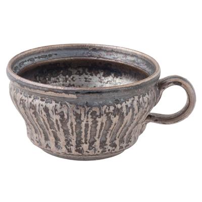 Marui Seito Shigaraki Ware Hechimon Soup Cup, 350ml Capacity, Black Glaze, MR-3-4414
