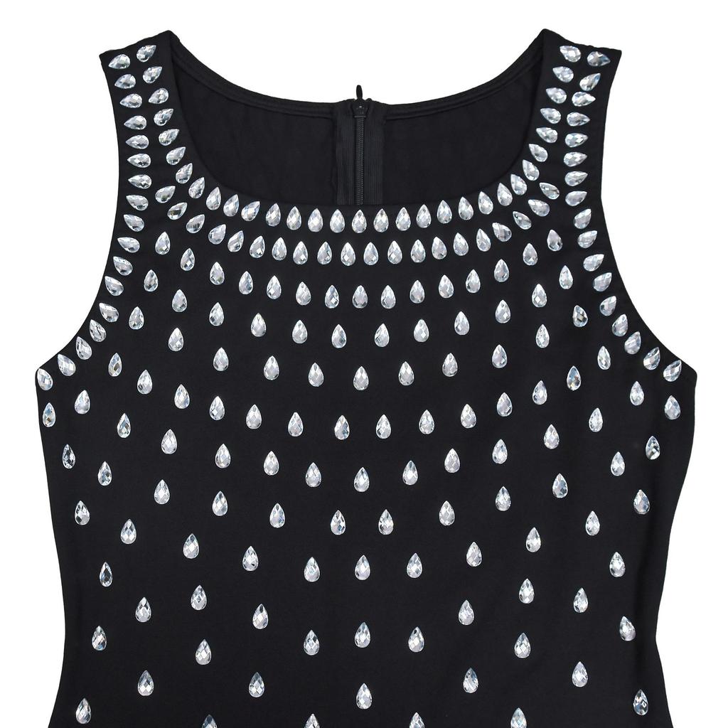C7117 Fashion Women's Sleeveless U-neck Bodycon Dress with Hot Drilling, European and American Style.