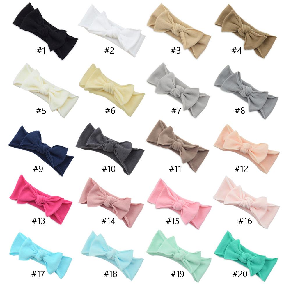 

Детская нейлоновая бесшовная повязка на голову с бантом, эластичная повязка на голову для младенцев, детские аксессуары для волос, однотонная повязка на голову с узлом