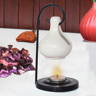 Diffusore di Olio Aromatico in Ceramica Bruciatore Sospeso per Decorazione Domestica e Regalo, 4 x 8 Pollici (Appeso - Bianco sporco)