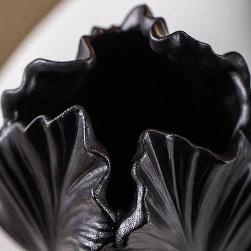 Ceramic Vase Nordic Art Beige Matte Container Flower Pampas Grass Living Room Tabletop Hydroponic Petal Handicraft Flower Vase