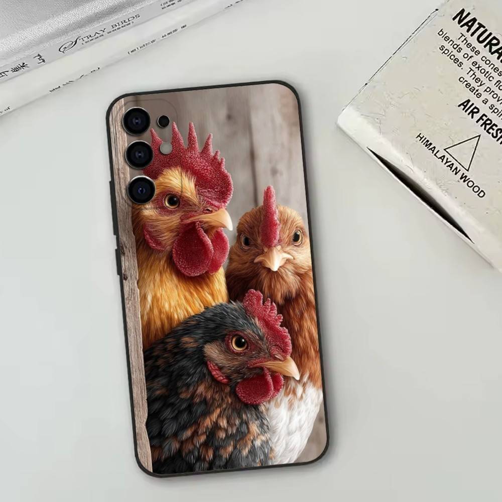 Chicken222 Phone Case Black Silicone Soft For Samsung S25,S24,S21,S22,S23,S30,Ultra,S20,Plus,Fe,Lite