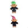2 Pieces Tiny Dolls Colored Hair Figures Toys Green