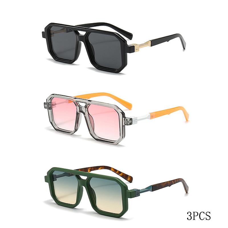 Retro Square Frame Sunglasses Men And Women With The Same European And American Double Beam Sunglasses Trend To Wear Decorative