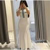 LYRIA Elegant Contrasting Women Knit Maxi Dress Chic O-neck Short Sleeve Metal Buttons Bodycon Dresses Office Lady Commuting Robe