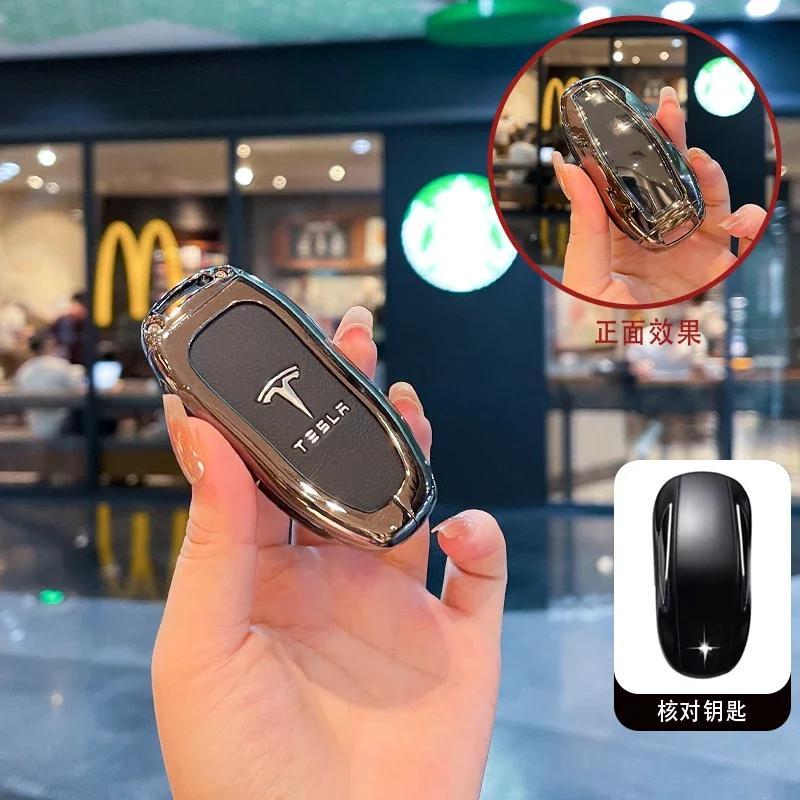 

Автомобильная наклейка Tesla Премиум Кожаный Сплав Чехол-оболочка для умного дистанционного ключа автомобиля Для Tesla Model 3 Model S Model X Бесключевой Защитник