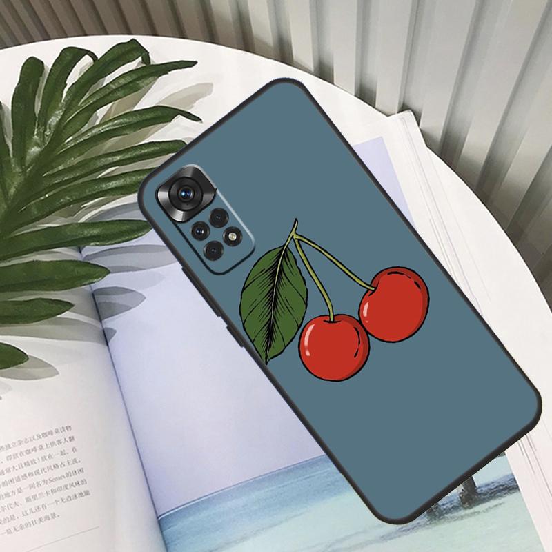Food Fruit Red Cherry Case For Xiaomi Redmi Note 11 10 Pro Note 12 8 9 Pro 11S 10S 9S Redmi 10C 12C 9C 9T Coque