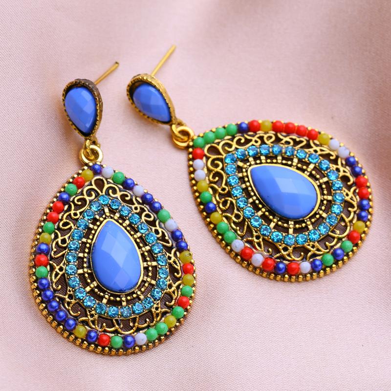 KNIKOO Orecchini lunghi geometrici per le donne Orecchini verdi alla moda Gioielli per regali di nozze Orecchini pendenti
