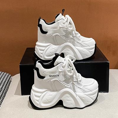 Mode 10CM Damen Chunky Sneakers Neu 2024 Herbst Hohe Plateau Mesh Dad Shoes Damen Casual Trainer Sneakers Dicke Sohle Vulkanisierte Schuhe