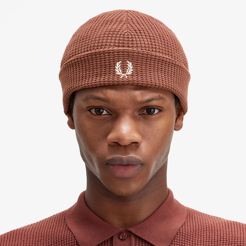 FRED PERRY Waffle Knit Cotton Beanie - Whiskey Cfpu2438130-S54