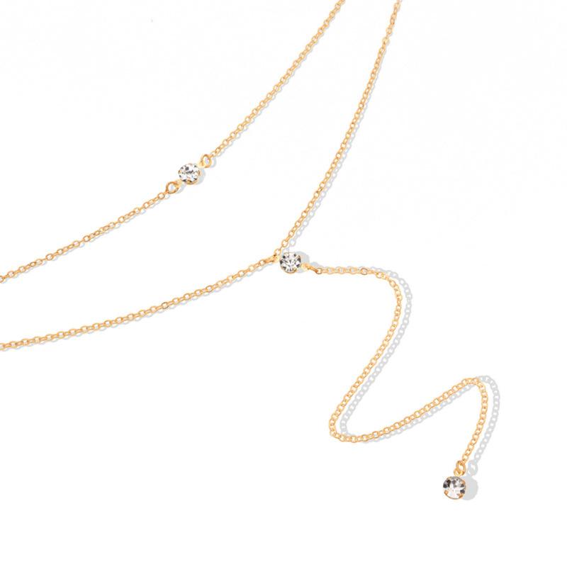Summer Fashionable and Sexy Women's Accessories, Double-layer Simple Handmade Flash Diamond Tassel Necklace