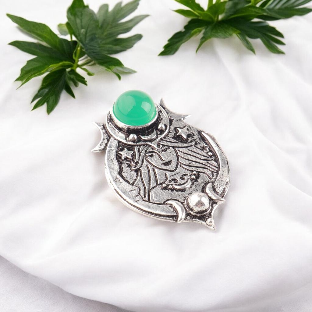 Natural Green Onyx Cab Gemstone 925 Sterling Silver Handcrafted Necklace Pendant CP-22-26