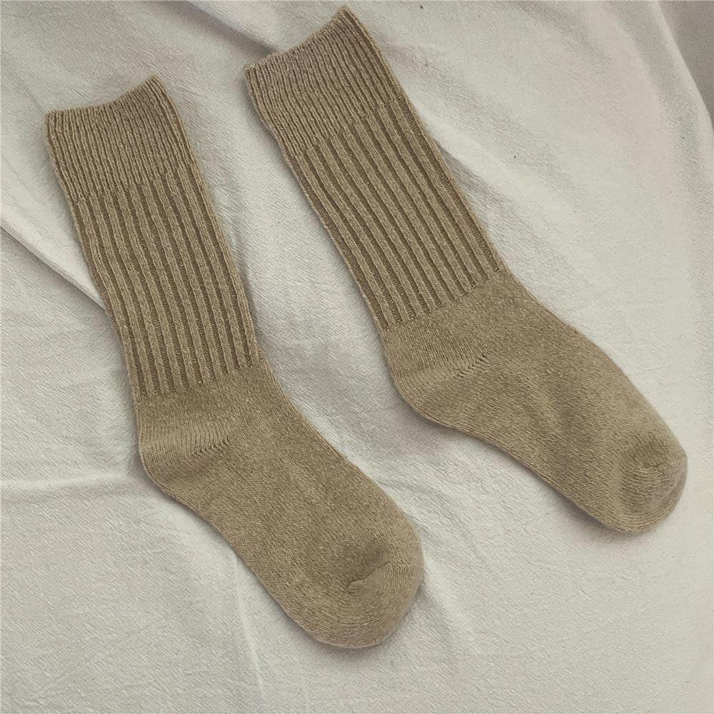 Solid Wool Cashmere Long Socks Casual Homewear Sleeping Socks  for Women & Men