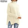 Women's Fashion Casual Fall Winter Solid Color Print Long Sleeve High Neck Sweaters