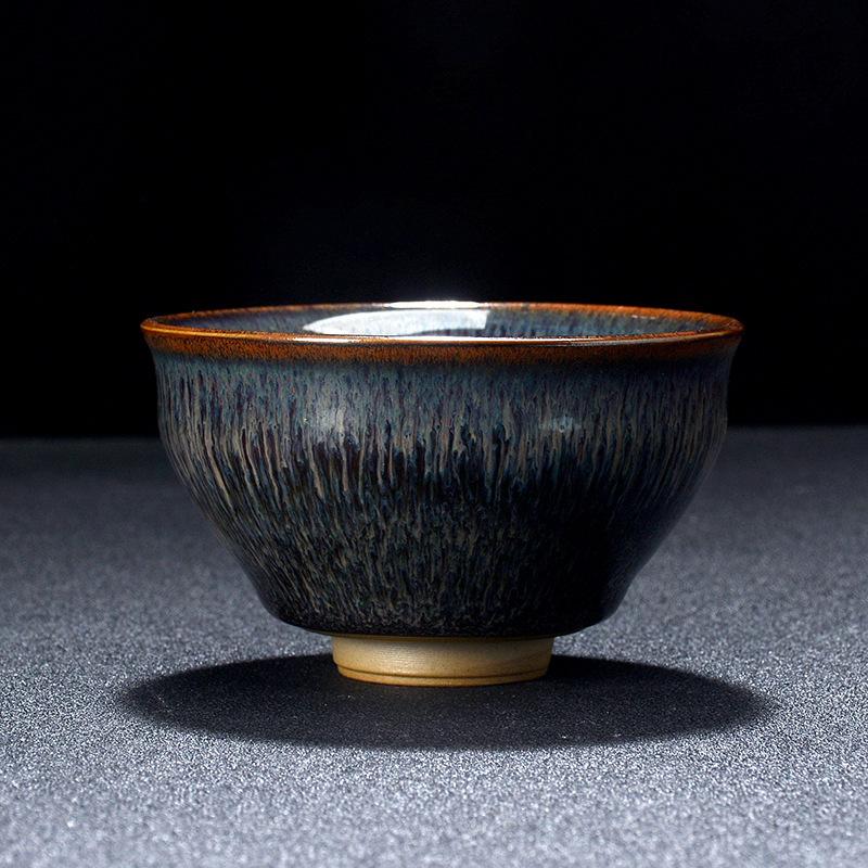 NEW Brushed Jianzhan Firewood Master Ceramic Kiln Large Tasting Tianmu Glaze Bowl Tea Douli Cup
