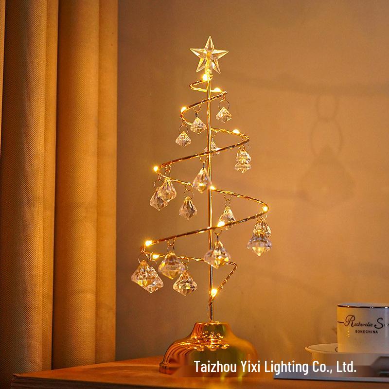 Christmas Tree Ornament Lights: Holiday Crystal Night Lamp for Bedroom & Desk