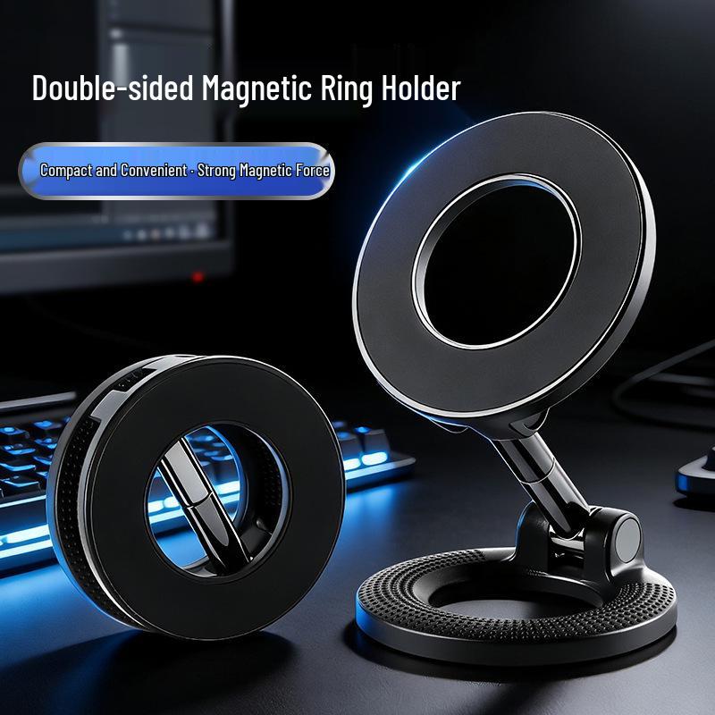Dual-Sided Magnetic Car Phone Holder with Rotating, Folding Adhesive Design