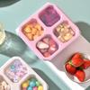 4 Grid Snack Containers Reusable Meal Prep Lunch Containers Portable For Kids And Adults Home Snack Storage Bottles Kitchen Tool