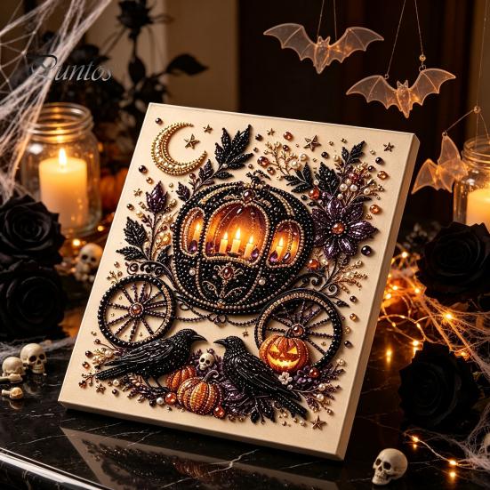 Artisanat Créatif Halloween Perles Bijoux Kit Perles Imitation, Kit Peinture DIY Citrouille Fantôme Ensemble d'Artisanat 3D pour Adultes, Murs Faits Main Idées Cadeaux Créatifs pour Fêtes