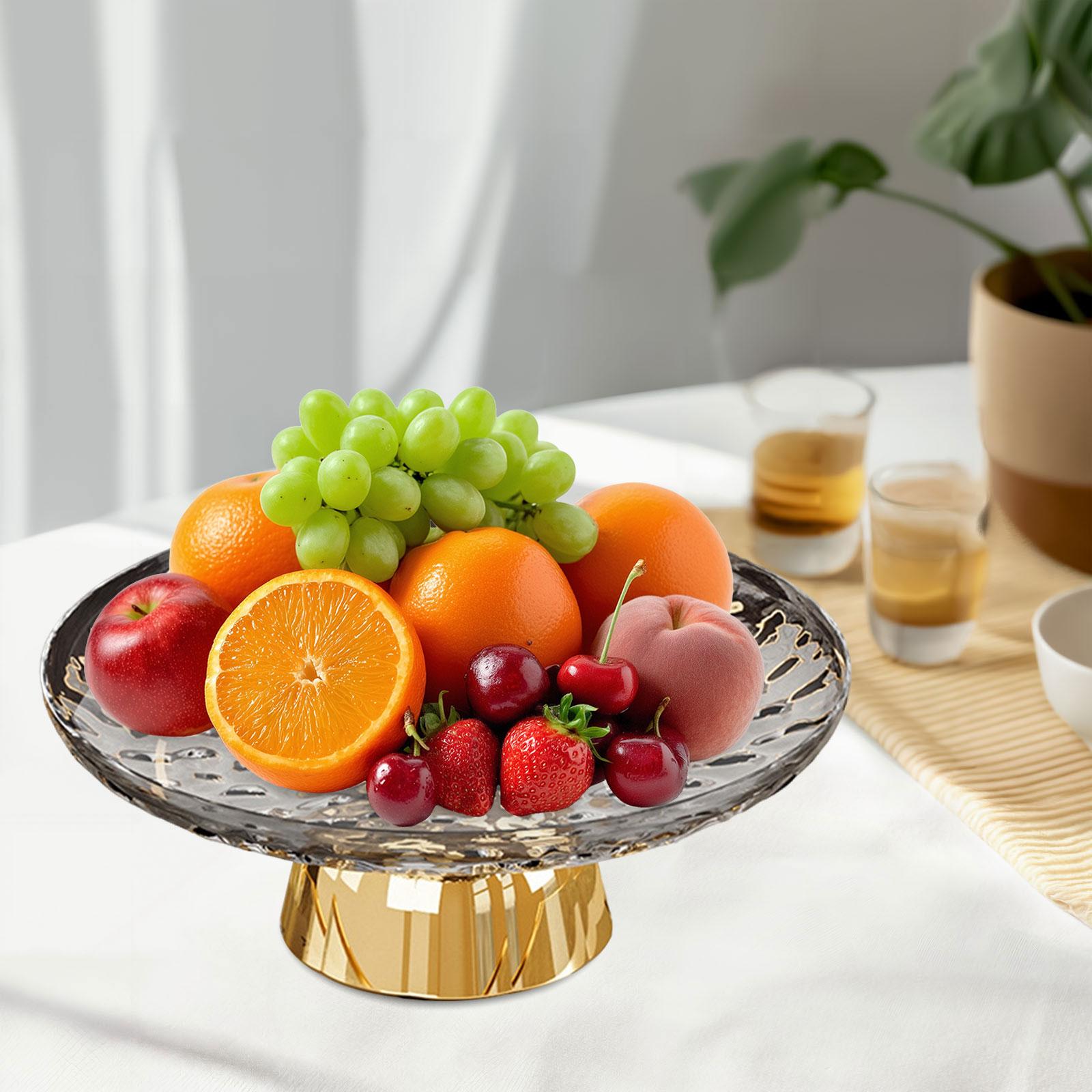 

Pedestal Fruit Bowl Snack Candy Serving Tray Portable Fruit Plate Decorative