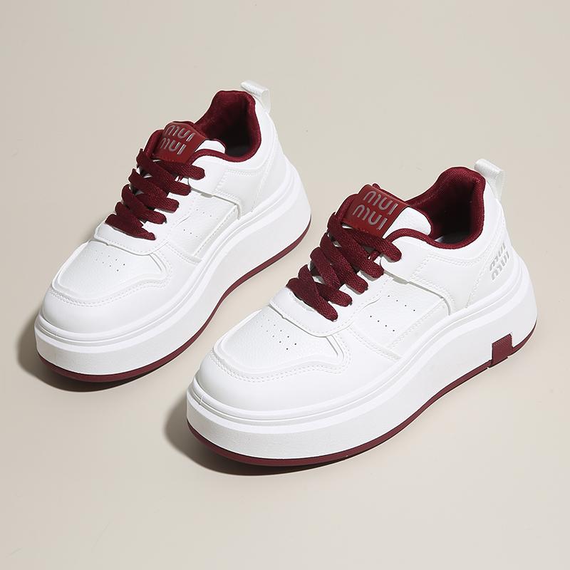 

TUINANLE Белые туфли на платформе, танкетке, женские, весна-осень, вулканизированные, массивные, дышащие, удобные 35 красный