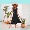 Robe gâteau décontractée à col en V et taille haute pour les vacances d'été et les voyages