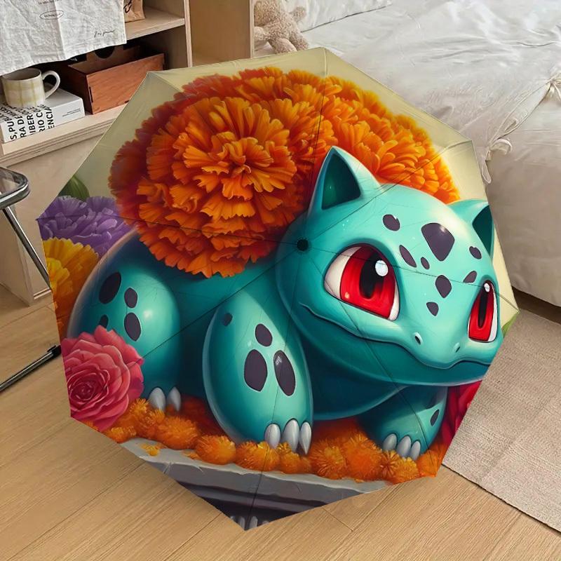 1pc Bulbasaur, Pokémon Automatic Folding Umbrella] Durable Iron Frame & Rod, Portable Folding, Makes a Great Holiday Gift yy251016250