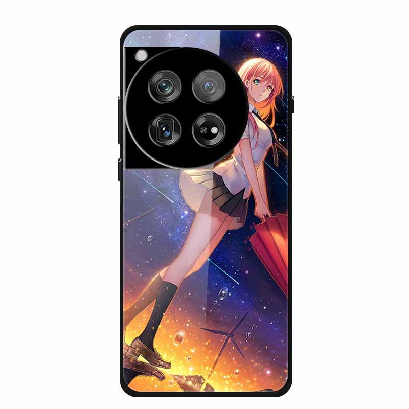 OnePlus 12 Case Tempered Glass Customized Colorful Golden Fruit Design