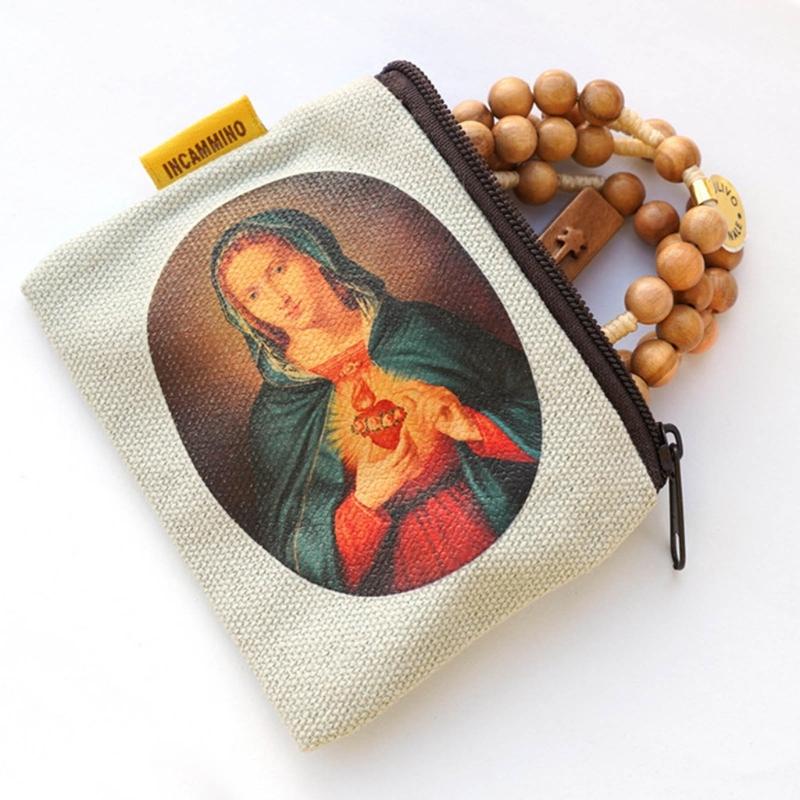 Kompakte Perlenaufbewahrungstasche Geschenktasche Stoff Schmuckbeutel Rosenkranztasche Stoffmaterial Geeignet zum Verschenken Schmuck