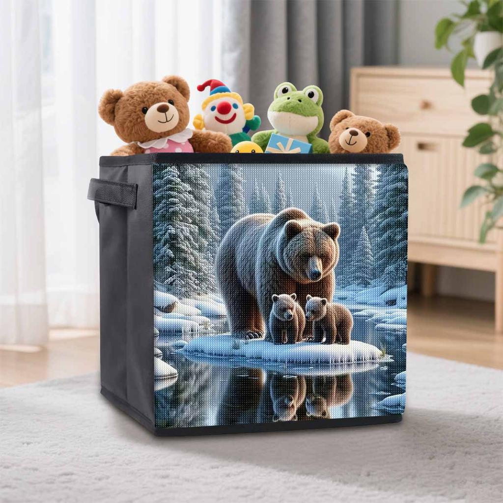 The Brown Bear on The Island 5D Diamond Painting Storage Basket Full Round Drill Mosaic Diamond Embroidery Cross Stitch Kits Home Decor Home Decor
