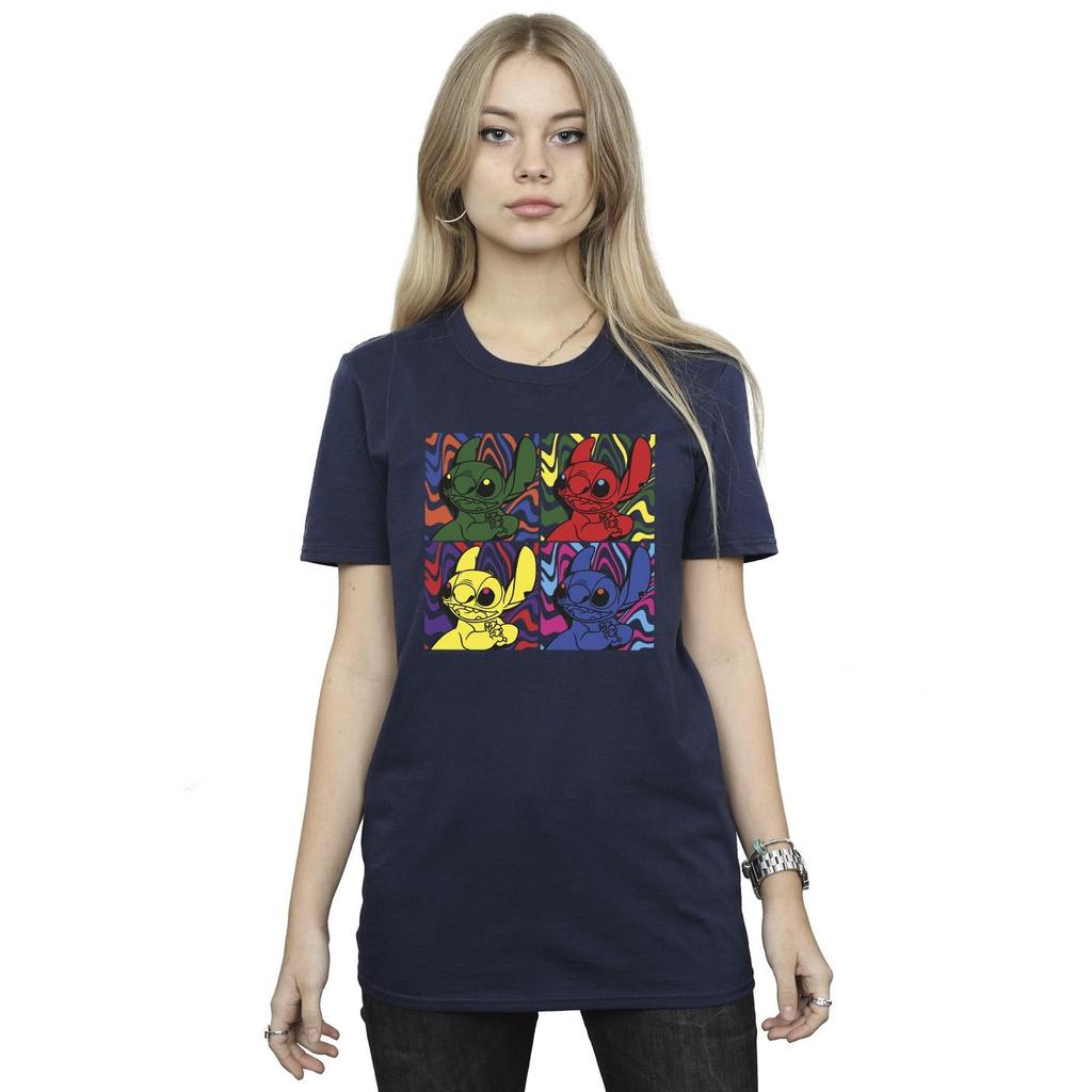 Disney Womens/Ladies Lilo & Stitch Pop Art Cotton Boyfriend T-Shirt