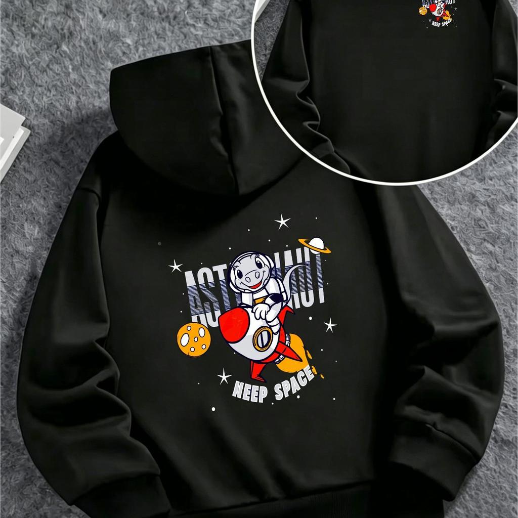 Autumn/Winter New Arrival Christmas Men's and Women's Hooded SweatshirtLoose CasualJacket Cartoon Astronaut Rocket Planet Hoodie