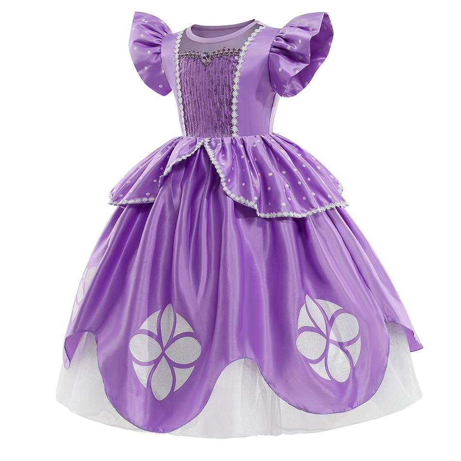 Vestido de Role Play Fofo Pequena Sophia Vestido de Baile Sofia Fantasia Vestido Comprimento Chá Bufante Vestido de Festa de Aniversário Como uma Princesa Estagiária