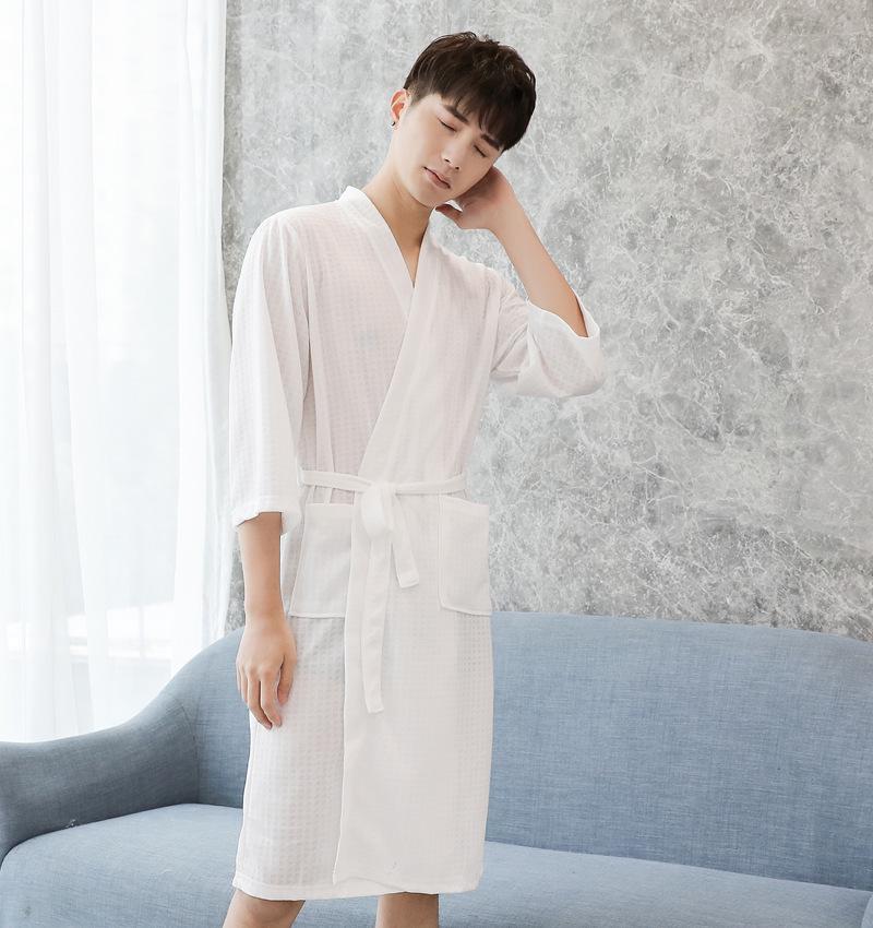 Japanese Style Thin Yukata Pajamas for Spring & Summer - Unisex Plus Size Bathrobe for Women & Men, 200 Jin Beauty Salon, Autumn Pajamas.