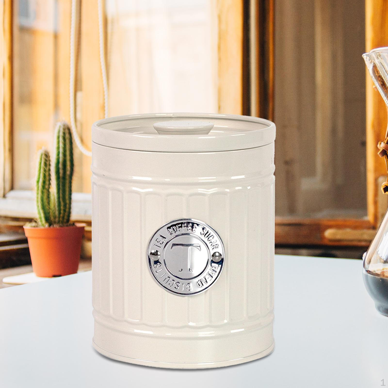 Airtight Coffee Canister Kitchen Food Storage Container for Beans White T
