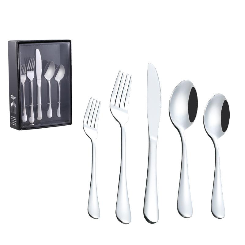Hot Sale 20PCS Stainless Steel Tableware Steak Knives and Forks Set Gold Color Knives, Forks and Spoons Gift Set