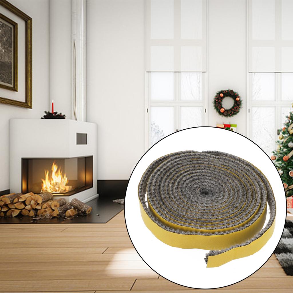 3mmx15mm Flat Stoves Rope Self-Adhesive Fiberglass Fireplace Door Sealing Cord Black Seal Stove Fire Rope 2m Length