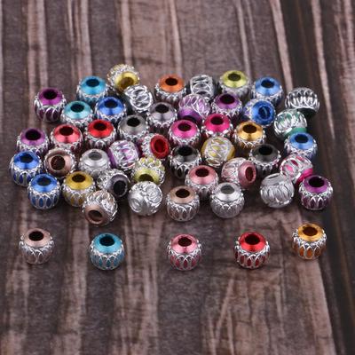 50 pezzi di perline tonde in alluminio con fori grandi per la creazione di gioielli fai da te, 6 mm