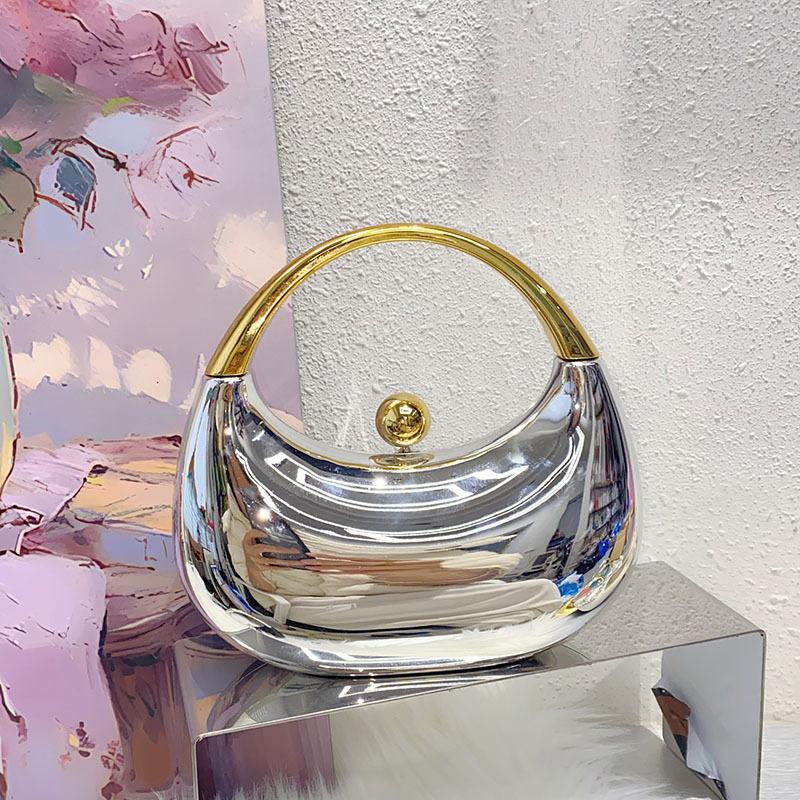

Luxury Brand Evening Clutch Acrylic Shell Bag Ladies Handbag Fashion Shoulder Bag Half-moon Design Wedding Purse Party Handbag