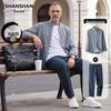 SHANSHAN Men's 100% Linen Shirt & Trousers Set