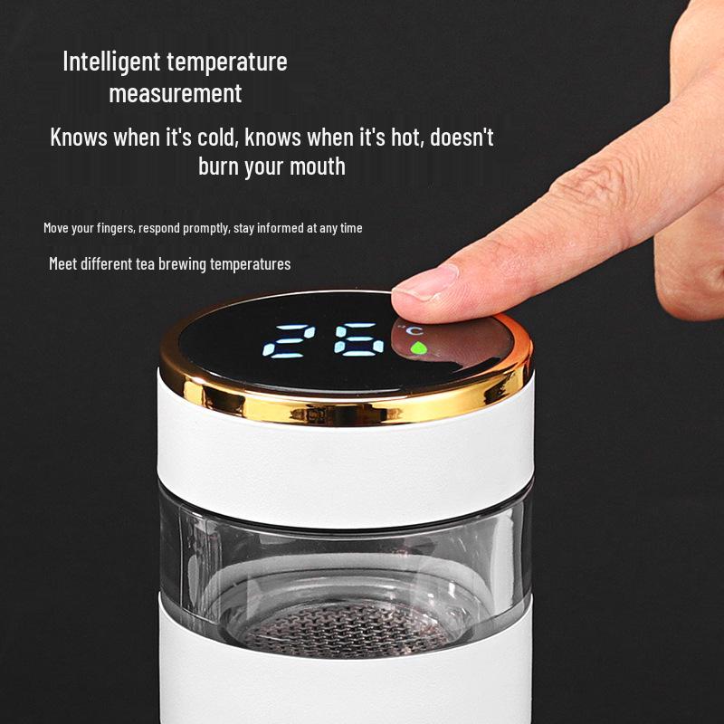 Tazza termica in acciaio inossidabile 316 con display intelligente della temperatura e infusore per tè – Regalo aziendale ideale