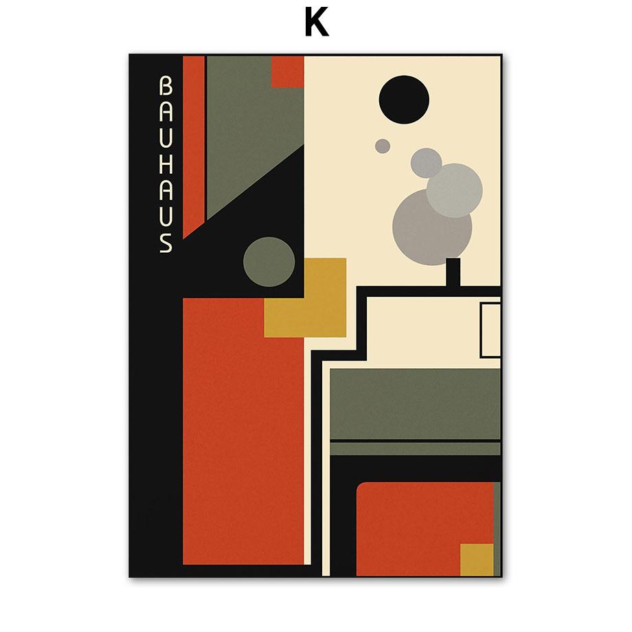 Bauhaus Linie Farbblock Geometrische Wandkunst Poster und Drucke Abstraktes Leinwandgemälde Hotel Bar Bilder für Wohnzimmerdekor