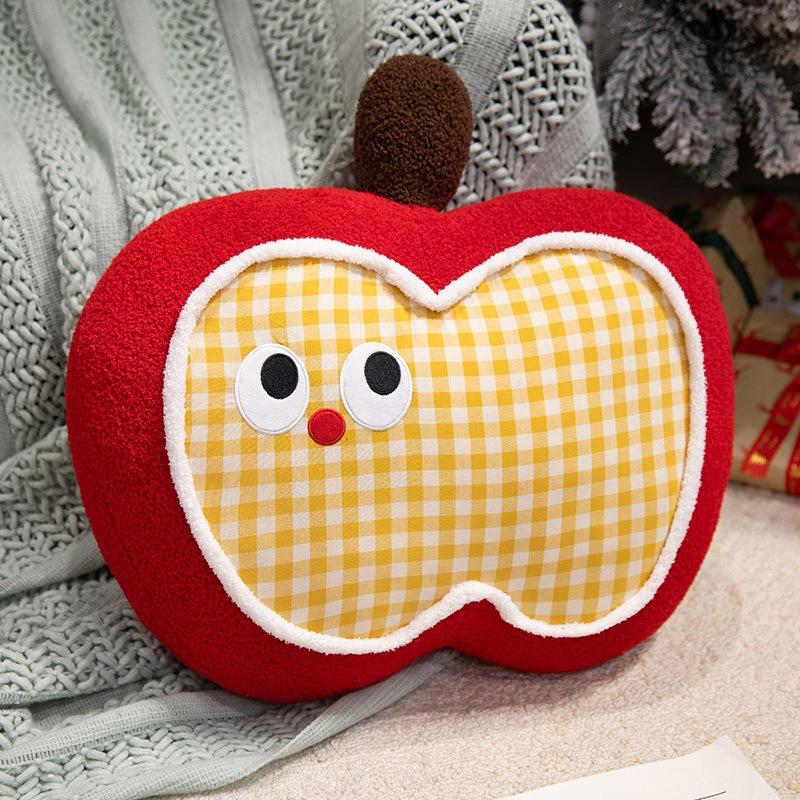 Cartoon Cute Expression Apple Throw Pillow Plush Toy Doll Home Sofa Pillow Cushion Girl Doll