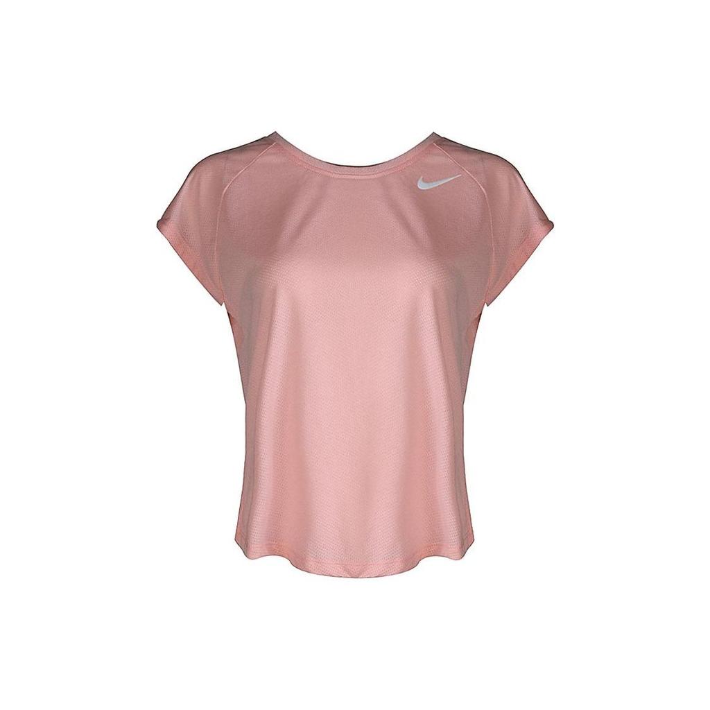 Nike As W Nk Tailwind Top Ss Cool Lt Solid Logo Print Breathable Round Neck Short Sleeve T-Shirt Women tops Pink AJ6485-646