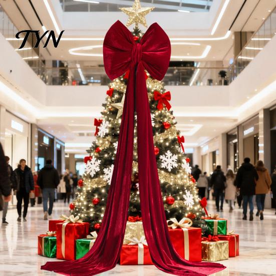 Reusable Event Ornaments Large Burgundy Velvet Bow, Giant Hanging Wall Decor for Fireplace Embellishments Wedding Backdrop, Christmas Tree Topper,
