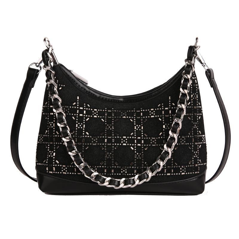Small-scale Diamond-studded Underarm Bag, Chain Strap Handbag, Versatile Crossbody Bag