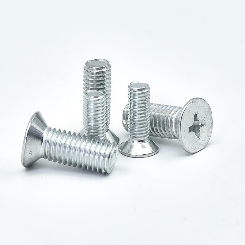 White Zinc Plated Cross Recessed Countersunk Head Screws & Bolts, Machine Thread, M3-M12