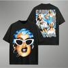2025 Summer New CARDIB BIG FACEY2K Top T-Shirt Flat Print Large Size Crew Neck Short Sleeve Casual Men's And Women's T-Shirt