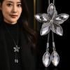 Women's Marquise Flower Long Fashionable Accessories Pendant Necklace with Crystals